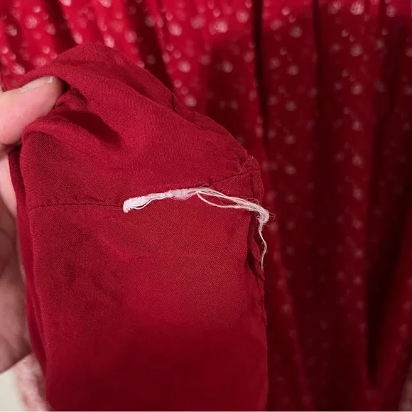 FREE PEOPLE Red Paisley Bell Sleeve Mixed Print Tunic Dress Size S Boho Festival - Picture 6 of 6